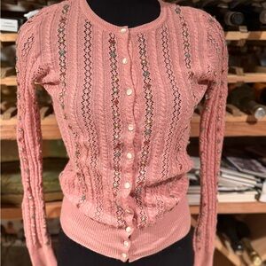 Chic Pink Lace Cardigan